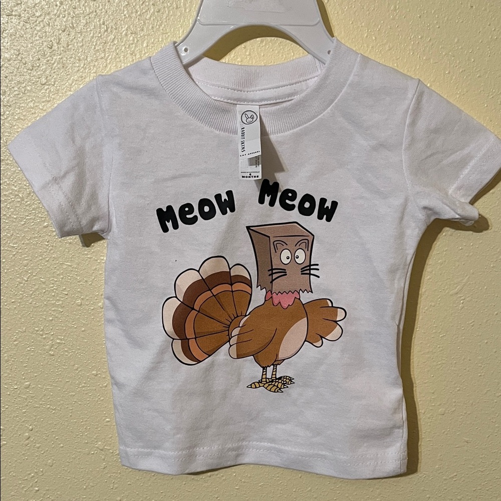 Kids White Cartoon Print T-Shirt. DTF print.